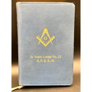 1925 Masonic Edition Holy Bible A.J. Holman Blue Gilt Illustrated J W Kelchner